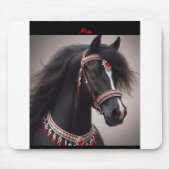 ブラックアラビアンホースポートレート マウスパッド (正面)