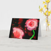 ブラックアルコールインクに赤いケシ絵画ス カード (黄色い花)