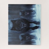 ブラックアルファウ走オオカミの雪 ジグソーパズル (縦)