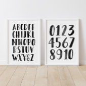 ブラックアルファベットと数字の教育教室