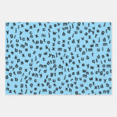 ブラックアルファベットレターデザイン ラッピングペーパーシート (正面3)