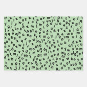 ブラックアルファベットレターデザイン ラッピングペーパーシート (正面)