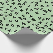 ブラックアルファベットレターデザイン ラッピングペーパー (角)