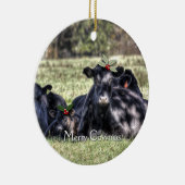 ブラックアンガスウシクリスマスオーナメント セラミックオーナメント (右)