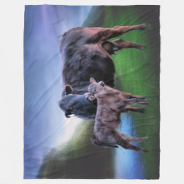 ブラックアンガスカウアンドカーフ フリースブランケット