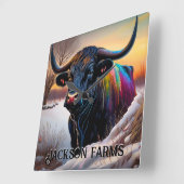 ブラックアンガスブルウィンター スクエア壁時計 (傾斜)