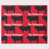 ブラックアンガスブルズオンレッドラッピング紙 ラッピングペーパー (フラット)