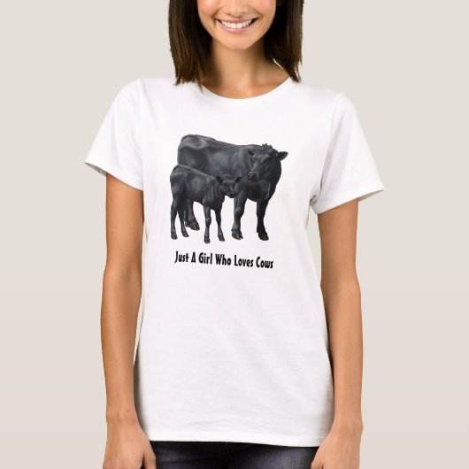 ブラックアンガス牛と可愛い子牛 Tシャツ (正面)