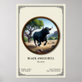 ブラックアンゴス種の雄牛 動物学シリーズ ポスター (正面)