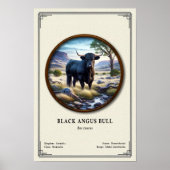 ブラックアンゴス種の雄牛　動物学シリーズ ポスター (正面)