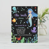 ブラックアンダーザシーマーメイド誕生日招待状 招待状 (スタンド正面)