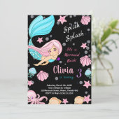 ブラックアンダーザシーマーメイド誕生日招待状 招待状 (スタンド正面)