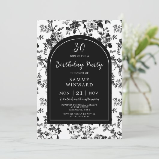 ブラックアンティークチノイスリーバースデーパーティー 招待状 (スタンド正面)