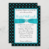 ブラックアンドアクア水玉模様Sweet sixteen招待状 招待状 (正面/裏面)