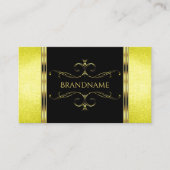 ブラックアンドイエローグリッターゴールデン華美オーナメント 名刺 (正面)