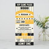 ブラックアンドイエロースポーツチームチケット誕生日パーティー 招待状 (スタンド正面)