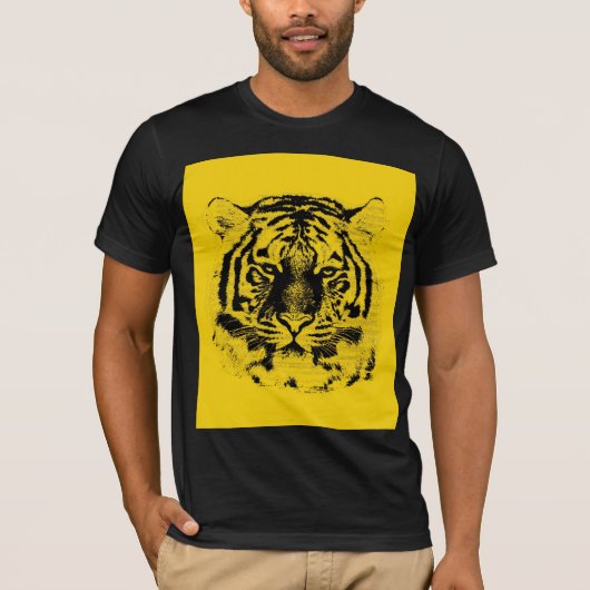 ブラックアンドイエロータイガー顔 Tシャツ (正面)