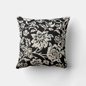 ブラックアンドオフホワイトファームハウスフローラルパターン クッション (裏面)