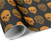 ブラックアンドオレンジスカルプリントハロウィーン ラッピングペーパー (ロールコーナー)