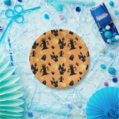 ブラックアンドオレンジハウス幽霊のよく出るハロウィーン ペーパープレート (パーティー)