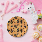 ブラックアンドオレンジハウス幽霊のよく出るハロウィーン ペーパープレート (パーティー)