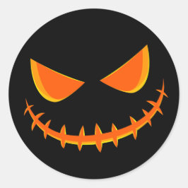 ブラックアンドオレンジハッピーハロウィーンのカボチャのちょうちん顔 ラウンドシール