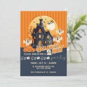 ブラックアンドオレンジハモダンウス幽霊のよく出るハロウィーン 招待状 (スタンド正面)