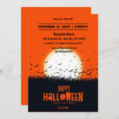 ブラックアンドオレンジハローウィンパーティ招待状 招待状 (正面/裏面)