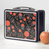 ブラックアンドオレンジバスケットボールテーマ メタルランチボックス (インサイチュ)