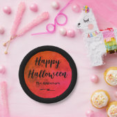 ブラックアンドオレンジフル不気味ムーンハッピーハローウィン ペーパープレート (パーティー)