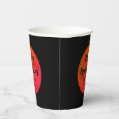 ブラックアンドオレンジフル不気味ムーンハッピーハローウィン 紙コップ (右)