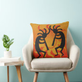 ブラックアンドオレンジ南西ココペリ部族の太陽 クッション (椅子)