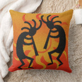 ブラックアンドオレンジ南西ココペリ部族の太陽 クッション (ブランケット)