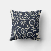 ブラックアンドクリームヴィンテージウィリアムモリスフローラ クッション (裏面)