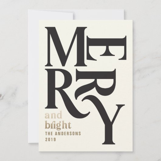 ブラックアンドクリームヴィンテージメリークリツマス 案内状 (正面)