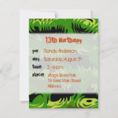 ブラックアンドグリーン10代のボーイズカスタムパーティの招待状 招待状 (裏面)