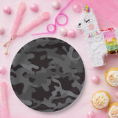 ブラックアンドグレーカモフラージュ紙プレート ペーパープレート (パーティー)