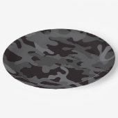 ブラックアンドグレーカモフラージュ紙プレート ペーパープレート (アングル)