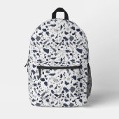 ブラックアンドグレーテラッツォ抽象芸術 プリントバックパック (正面)