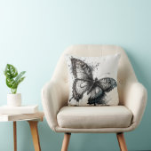 ブラックアンドグレーバタフライ装飾用クッション クッション (椅子)