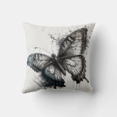 ブラックアンドグレーバタフライ装飾用クッション クッション (裏面)