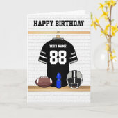 ブラックアンドグレーフットボールジャージーハッピーバースデー カード (黄色い花)