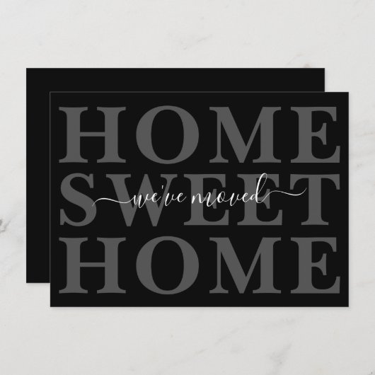 ブラックアンドグレーホームスイートホーム引っ越しました 案内状 (正面/裏面)