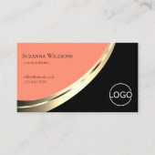 ブラックアンドコーラルノーブル金ゴールドデコールロゴ付モダンき 名刺 (正面)