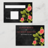 ブラックアンドコーラルバラ結婚ズ プレイスカード (正面/裏面)