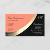 ブラックアンドコーラル金ゴールドデコールとモノグラムエレガント 名刺 (裏面)