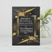 ブラックアンドゴールデンエレガントウェディング招待状 招待状 (スタンド正面)