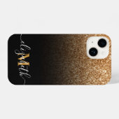 ブラックアンドゴールデングリッターモノグラム iPhoneケース (裏面横)
