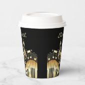 ブラックアンドゴールデンミュージックノート紙カップ 紙コップ (左)