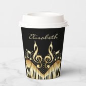 ブラックアンドゴールデンミュージックノート紙カップ 紙コップ (裏面)